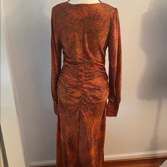 Melloday Runched orange and black medium maxi dress - Picture 5 of 8
